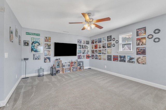 533 Duchart Ln, Fuquay Varina, NC 27526 - rec room with carpet, ceiling fan, and baseboards