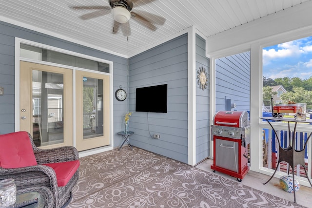 533 Duchart Ln, Fuquay Varina, NC 27526 - view of patio with a ceiling fan and grilling area