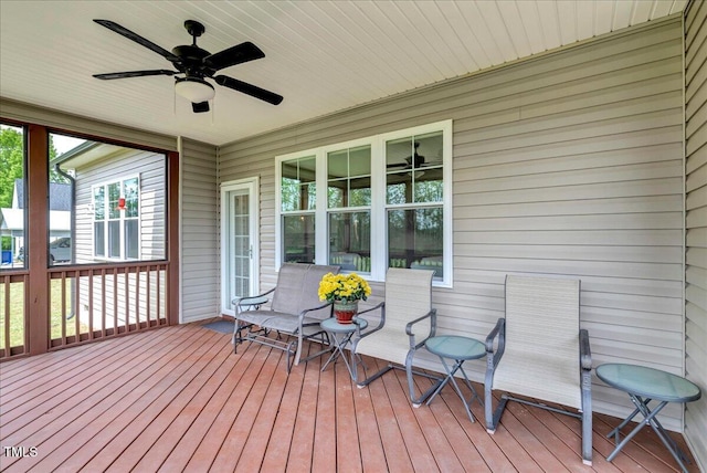 1779 Walter Grissom Rd, Kittrell, NC 27544 - wooden deck featuring a ceiling fan