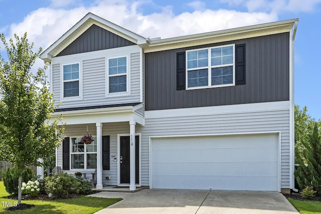 114 Forest Meadow Ct, Garner, NC 27529 - view of front of property featuring concrete driveway, a garage, and a porch