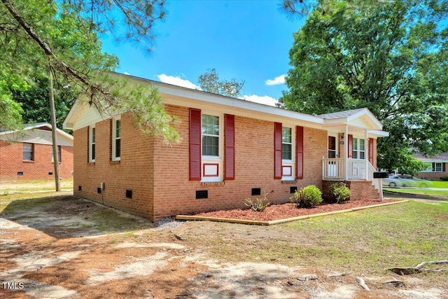 101 Apollo Cir, Roanoke Rapids, NC 27870 - ranch-style home featuring crawl space, a porch, and brick siding