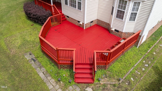 1604 Carnation Dr, Durham, NC 27703 - deck featuring stairs and a lawn