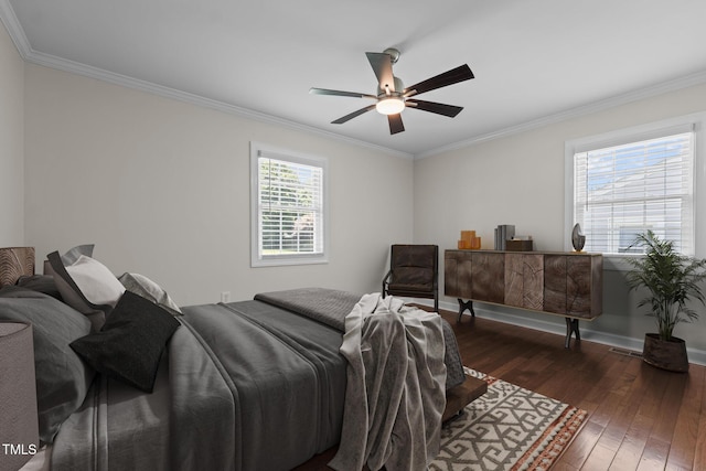 301 Williamson St, Burlington, NC 27215 - bedroom with wood-type flooring, crown molding, and ceiling fan