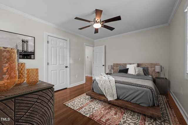 301 Williamson St, Burlington, NC 27215 - bedroom featuring wood finished floors, ornamental molding, and ceiling fan