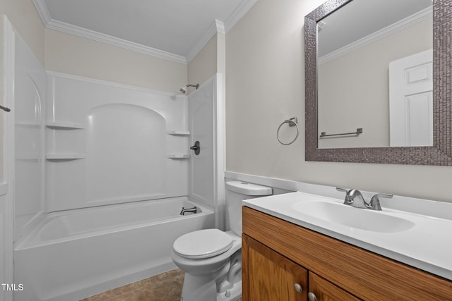 301 Williamson St, Burlington, NC 27215 - full bath with ornamental molding, vanity, shower / washtub combination, and tile patterned flooring