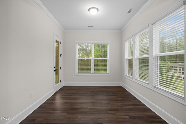 3053 Roy Ct, Apex, NC 27523 - unfurnished room featuring healthy amount of natural light, dark wood finished floors, and ornamental molding