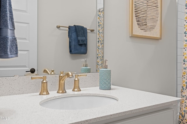 3053 Roy Ct, Apex, NC 27523 - bathroom featuring vanity and curtained shower