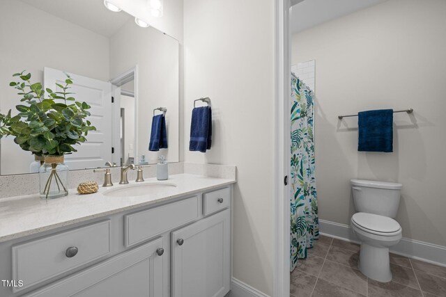 3053 Roy Ct, Apex, NC 27523 - full bathroom with vanity, tile patterned floors, and a shower with curtain