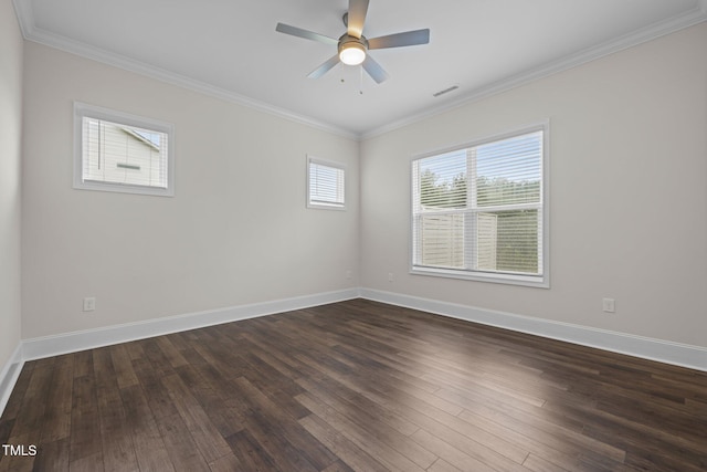3053 Roy Ct, Apex, NC 27523 - unfurnished room featuring crown molding, dark wood-type flooring, and ceiling fan