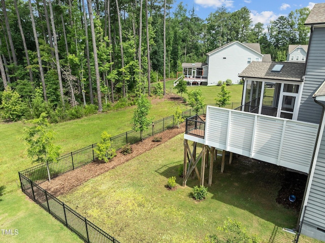 3053 Roy Ct, Apex, NC 27523 - view of yard featuring a wooden deck and a sunroom