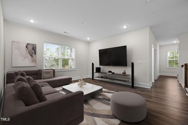 3053 Roy Ct, Apex, NC 27523 - living area with wood finished floors and recessed lighting