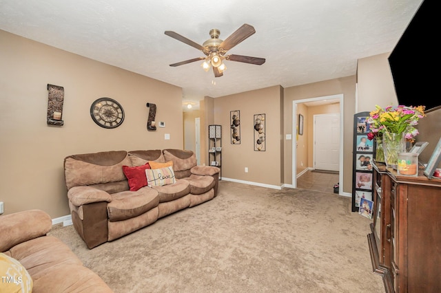 1515 Mack St, Spring Lake, NC 28390 - living room with a ceiling fan, carpet floors, and baseboards