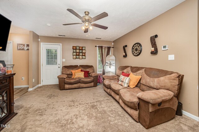 1515 Mack St, Spring Lake, NC 28390 - carpeted living room with a ceiling fan, healthy amount of natural light, baseboards, and a fireplace