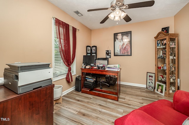 1515 Mack St, Spring Lake, NC 28390 - home office featuring a ceiling fan, wood finished floors, and baseboards