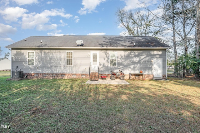 1515 Mack St, Spring Lake, NC 28390 - rear view of house featuring crawl space, a patio, central AC, and entry steps