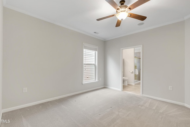 118 Manning Way, Durham, NC 27703 - empty room featuring crown molding, light carpet, baseboards, and ceiling fan