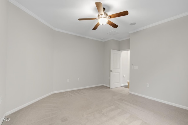 118 Manning Way, Durham, NC 27703 - spare room with light carpet, crown molding, ceiling fan, and baseboards