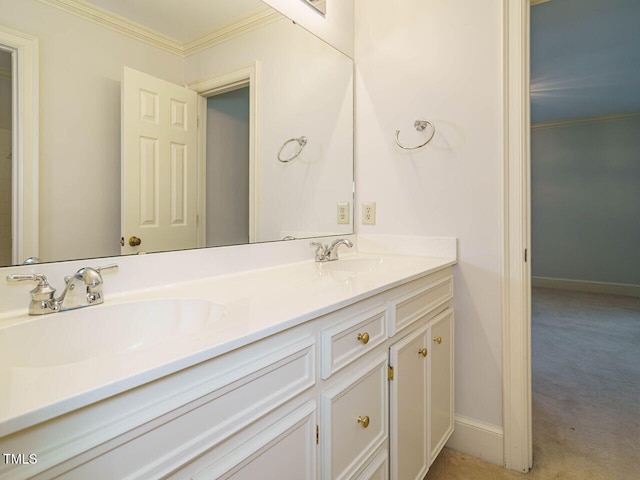 3339 Ridgecrest Ct, Raleigh, NC 27607 - full bathroom with double vanity and crown molding