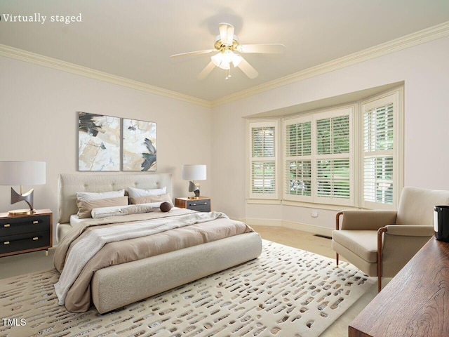 3339 Ridgecrest Ct, Raleigh, NC 27607 - bedroom featuring crown molding, carpet flooring, and ceiling fan