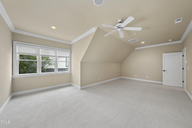 1210 Brooks Ave, Raleigh, NC 27607 - additional living space with baseboards, a ceiling fan, light colored carpet, recessed lighting, and vaulted ceiling