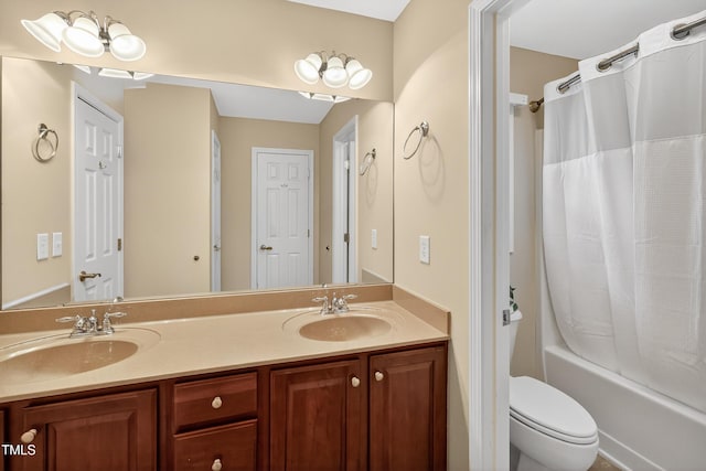 1437 Lindenberg Sq, Wake Forest, NC 27587 - full bathroom featuring double vanity and shower / bathtub combination with curtain