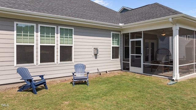 2012 Sweet Samson St, Wake Forest, NC 27587 - back of property with a sunroom, a shingled roof, and a lawn