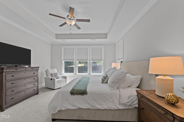 2012 Sweet Samson St, Wake Forest, NC 27587 - bedroom with a tray ceiling, light carpet, and a ceiling fan