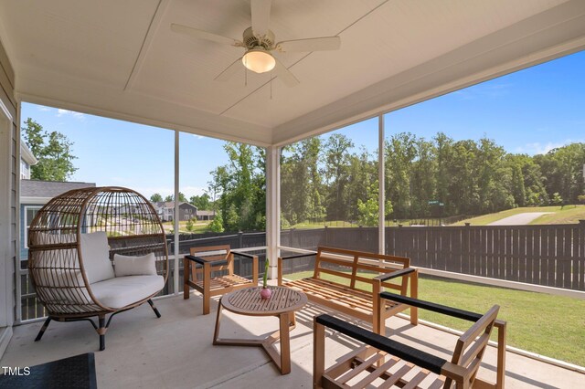 2012 Sweet Samson St, Wake Forest, NC 27587 - sunroom / solarium with a ceiling fan