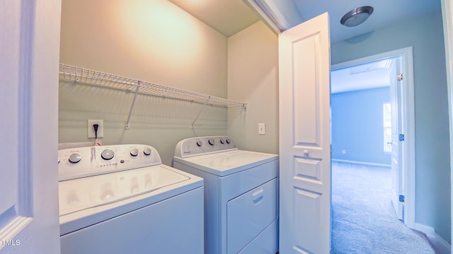 151 Braeside Ct, Cary, NC 27519 - laundry room with independent washer and dryer, carpet flooring, and baseboards