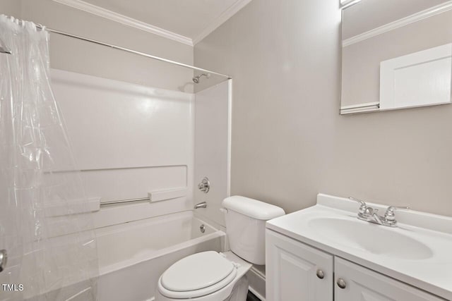 1411 Hudson Ave, Durham, NC 27705 - full bathroom with crown molding, shower / bathtub combination with curtain, toilet, and vanity