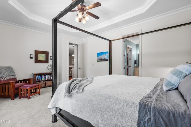 2538 Tuffeto, Apex, NC 27502 - carpeted bedroom with crown molding, a raised ceiling, and ensuite bathroom