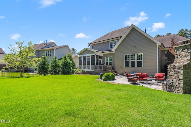2538 Tuffeto, Apex, NC 27502 - back of house featuring a patio area, outdoor lounge area, and a sunroom