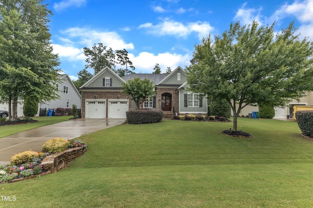 3111 Virginia Pine Ln, Apex, NC 27539 - view of front of home with brick siding, concrete driveway, a front yard, and an attached garage