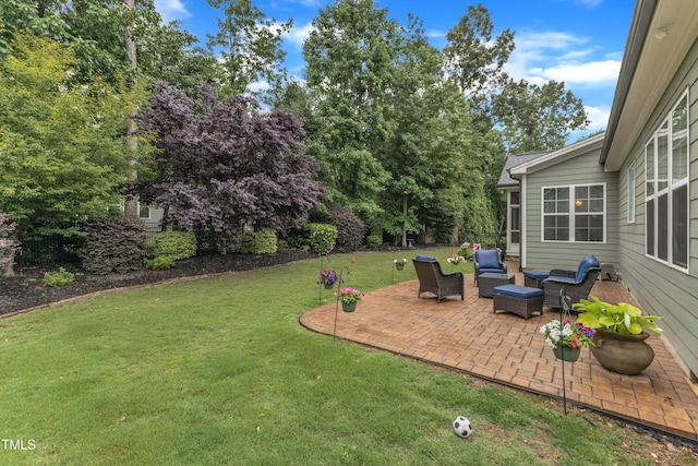 3111 Virginia Pine Ln, Apex, NC 27539 - view of grassy yard featuring a patio area and outdoor lounge area