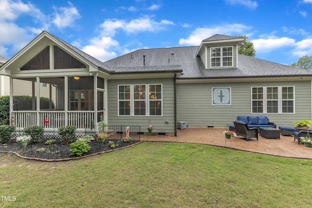 3111 Virginia Pine Ln, Apex, NC 27539 - rear view of property featuring an outdoor hangout area, crawl space, a patio area, and roof with shingles
