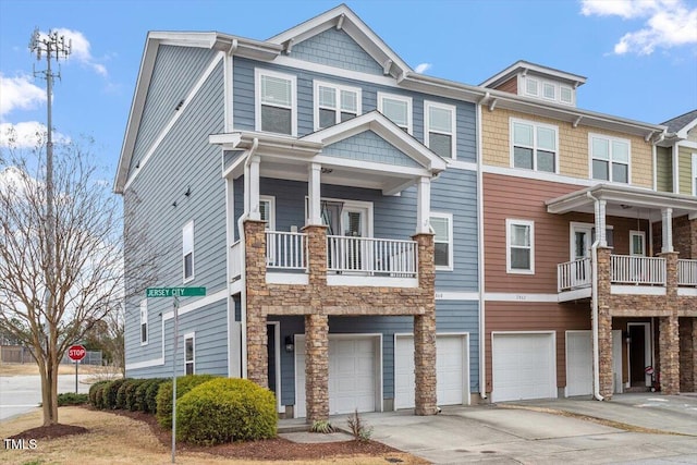 2060 Jersey City Pl, Apex, NC 27523 - multi unit property with driveway, a garage, stone siding, and a balcony