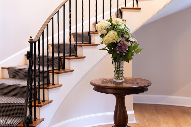 3307 Devon Rd, Durham, NC 27707 - stairs with wood finished floors and baseboards