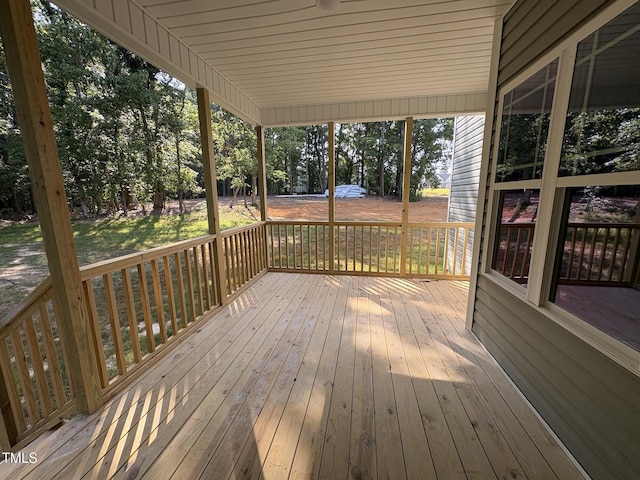 78 Mineral Springs Way, Benson, NC 27504 - wooden deck with view of scattered trees