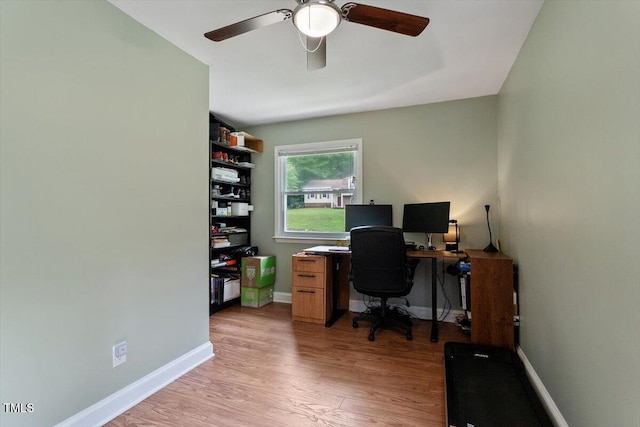 1109 Buckingham Rd, Garner, NC 27529 - office space with a ceiling fan, light wood finished floors, and baseboards