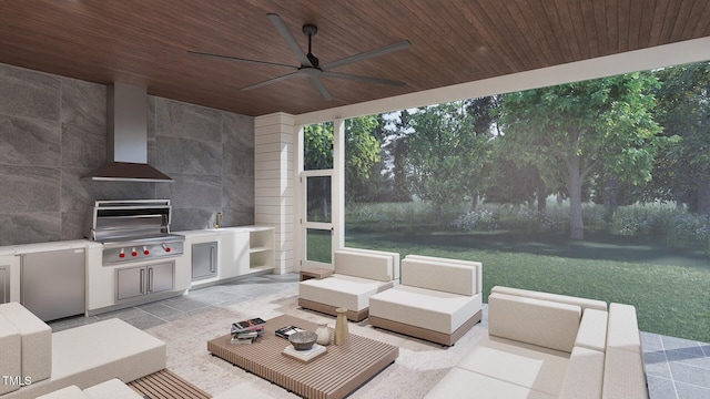 5013 Coronado, Raleigh, NC 27609 - view of patio / terrace featuring an outdoor hangout area and a ceiling fan