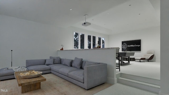 5013 Coronado, Raleigh, NC 27609 - living area featuring carpet and a raised ceiling