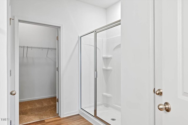 346 E Painted Way, Clayton, NC 27527 - bathroom featuring a shower stall and a walk in closet