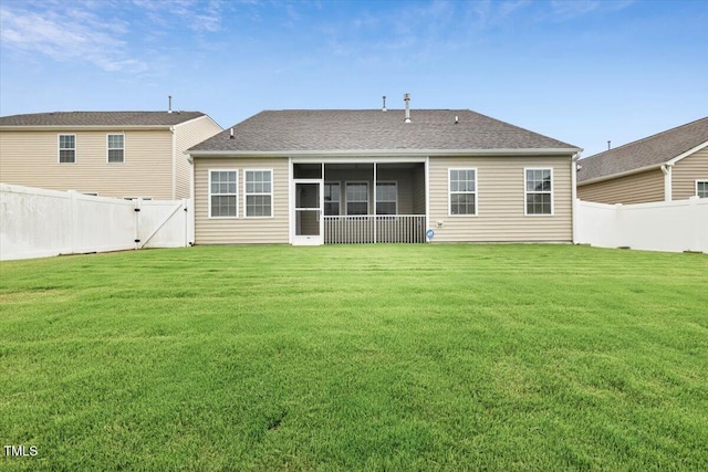 346 E Painted Way, Clayton, NC 27527 - back of property featuring a fenced backyard, a sunroom, and a gate