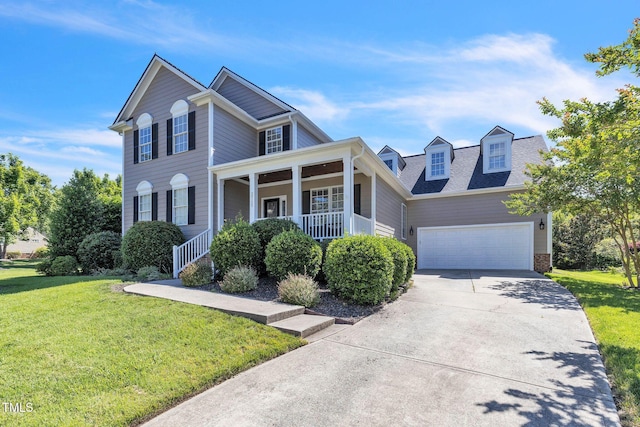 30155 Pharr, Chapel Hill, NC 27517 - view of front of home featuring covered porch, a front yard, concrete driveway, and an attached garage