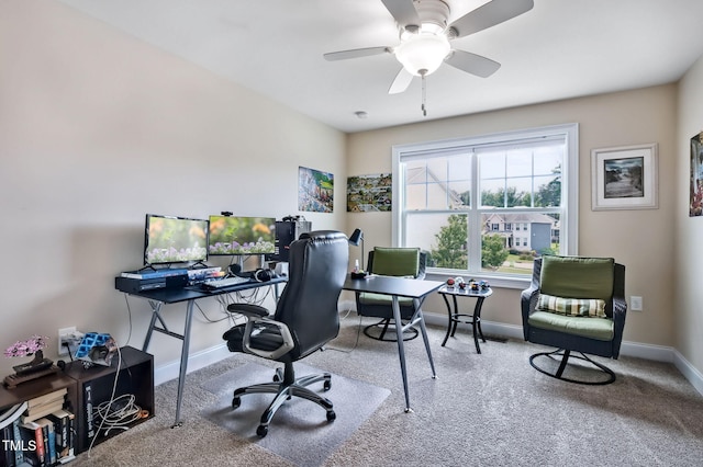 2100 Della Ct, Apex, NC 27502 - home office featuring carpet floors, baseboards, and ceiling fan