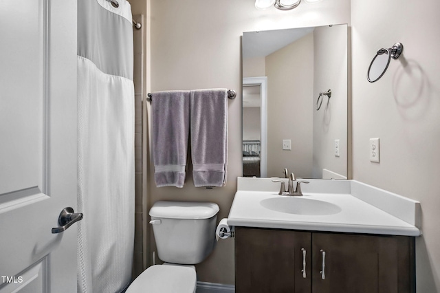 2100 Della Ct, Apex, NC 27502 - full bath featuring vanity, toilet, and a shower with curtain