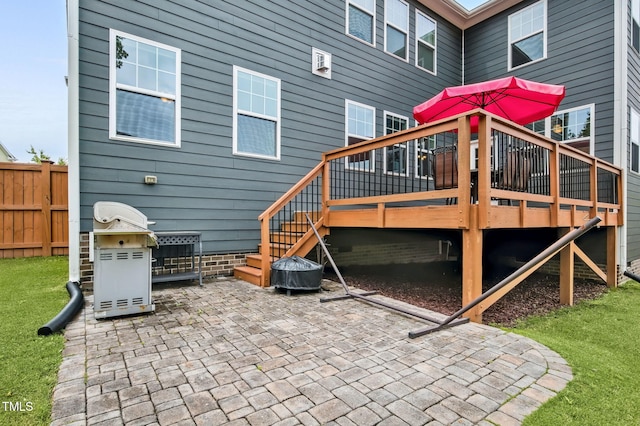 2100 Della Ct, Apex, NC 27502 - view of patio / terrace featuring area for grilling, a deck, and stairway