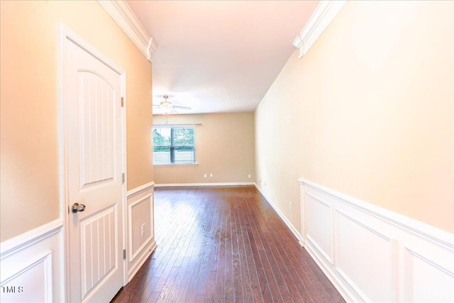 145 Torrey Heights Ln, Durham, NC 27703 - hall with dark wood-style flooring and crown molding