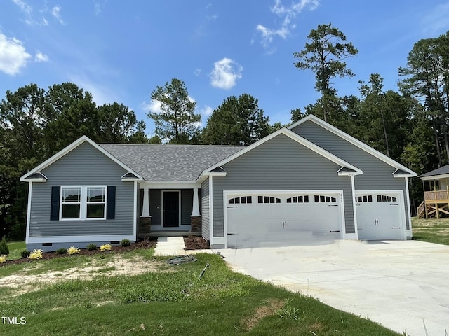 226 Bonsai Way, Four Oaks, NC 27524 - single story home featuring a garage, driveway, crawl space, and a front lawn