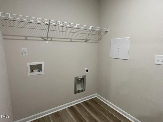 226 Bonsai Way, Four Oaks, NC 27524 - laundry room featuring hookup for an electric dryer, dark wood-type flooring, and hookup for a washing machine